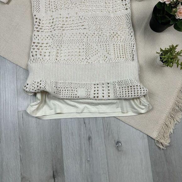 A.L.C. Corinne Mini Dress Crochet Knit Size M Off White Cream Ivory READ - Picture 5 of 9